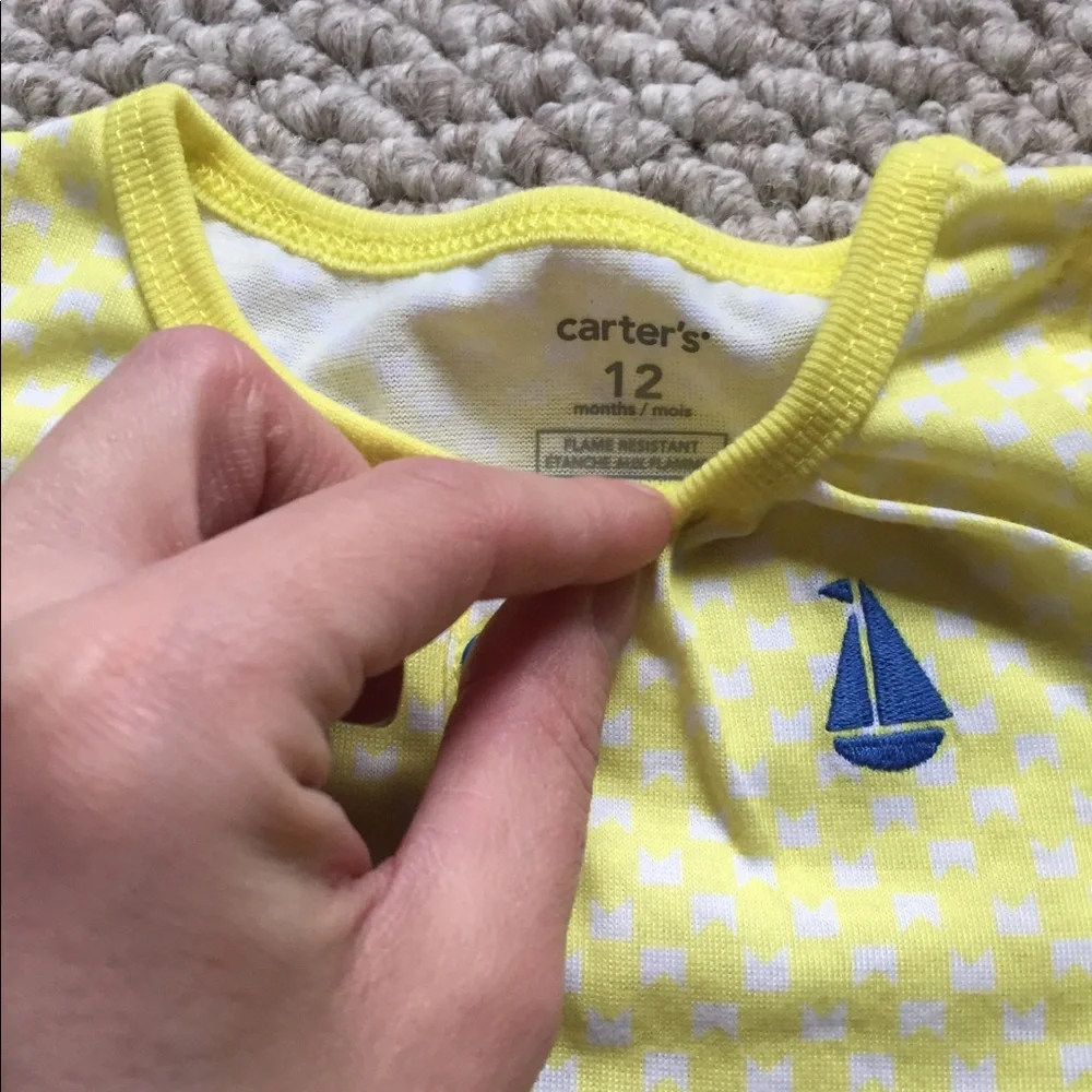 Carter's Baby Girl Size 12 Months Nautical Sailboat‎ Pajama Top Pants Shorts Set